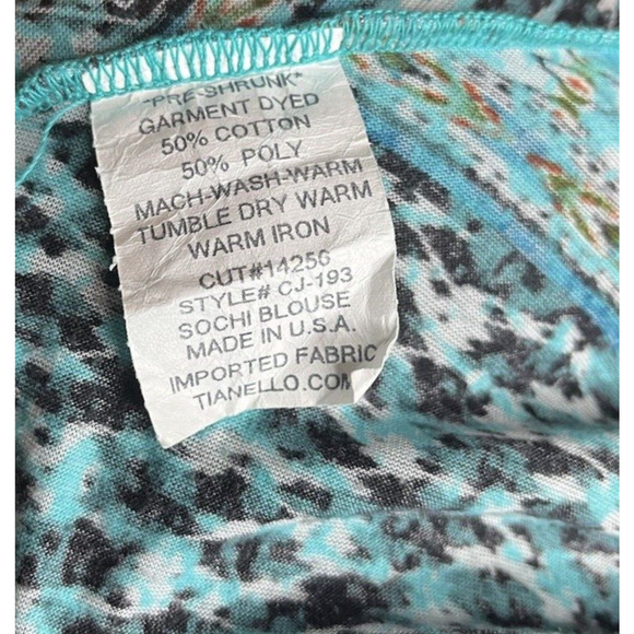 Tianello Sochi Blue Dyed Boho Artsy Hippie Tunic Blouse Shirt Women’s Medium USA - Picture 8 of 10